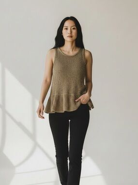 e.l.i.f. Jordan Taylor Swim knit crochet top in gray and black size XS